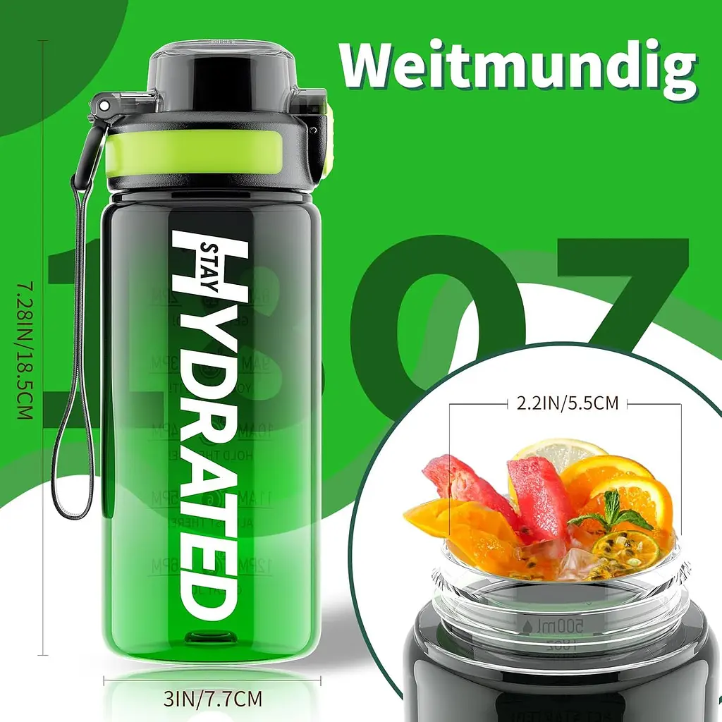 Пляшка для води Hydrated Water Bottle 1000 мл Tritan Green Black - фото 3