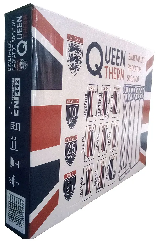 Радіатор біметалевий секційний Queen Therm 500/100 (кратно 10), Білий - фото 8