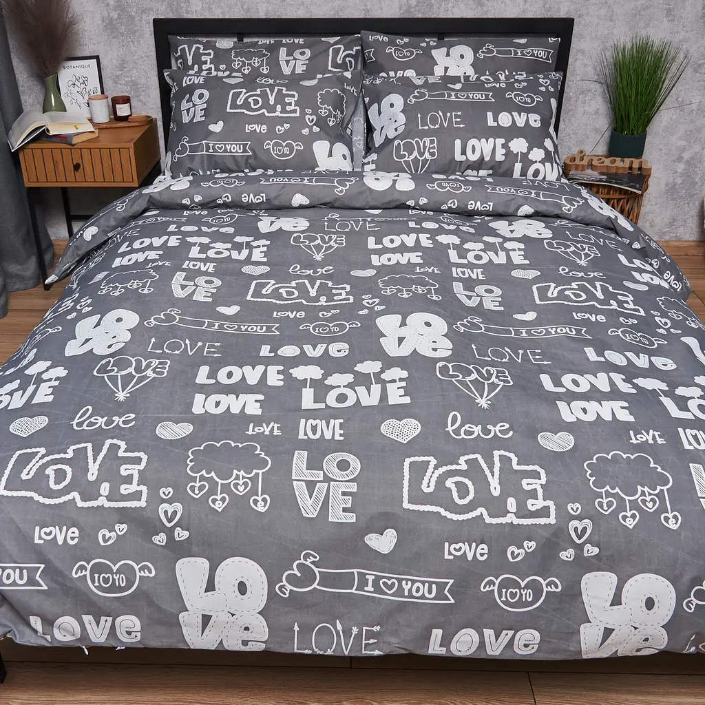 Підковдра Moon&Star Мікросатин Premium Love Script Двоспальна 175x210 см - фото 2