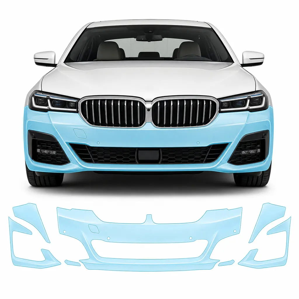Антигравійна захисна бронеплівка за лекалами для BMW 5 Series G30 facelift 2020-2023 - передній бампер