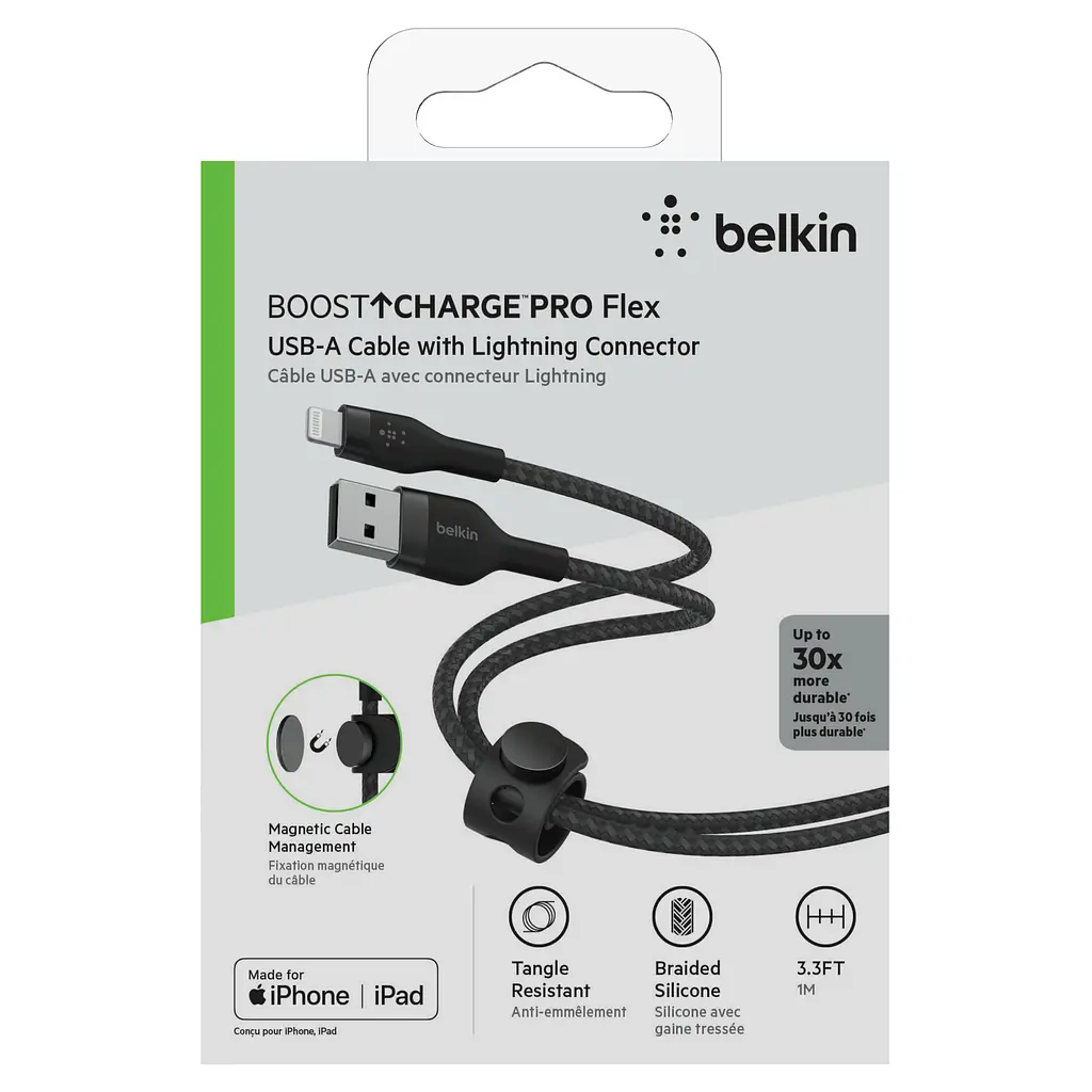 Кабель Belkin USB-A > Lightning зарядка/синхронизации 1м, плетеный, силиконовый, с ремешком на ма teh0013622 - фото 3