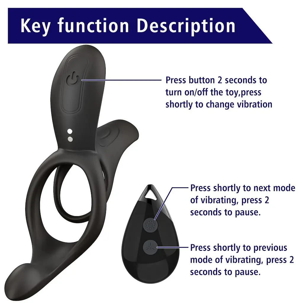 Вібраційне кільце - Erospace Men’s Play Vibrating Cock Ring With Clitoral & Taint Stimulation B11 - фото 9