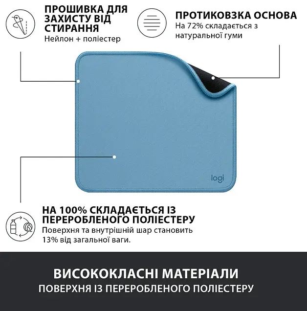 Килимок для миші Logitech Studio Series синій (956-000051) (6794332) - фото 5