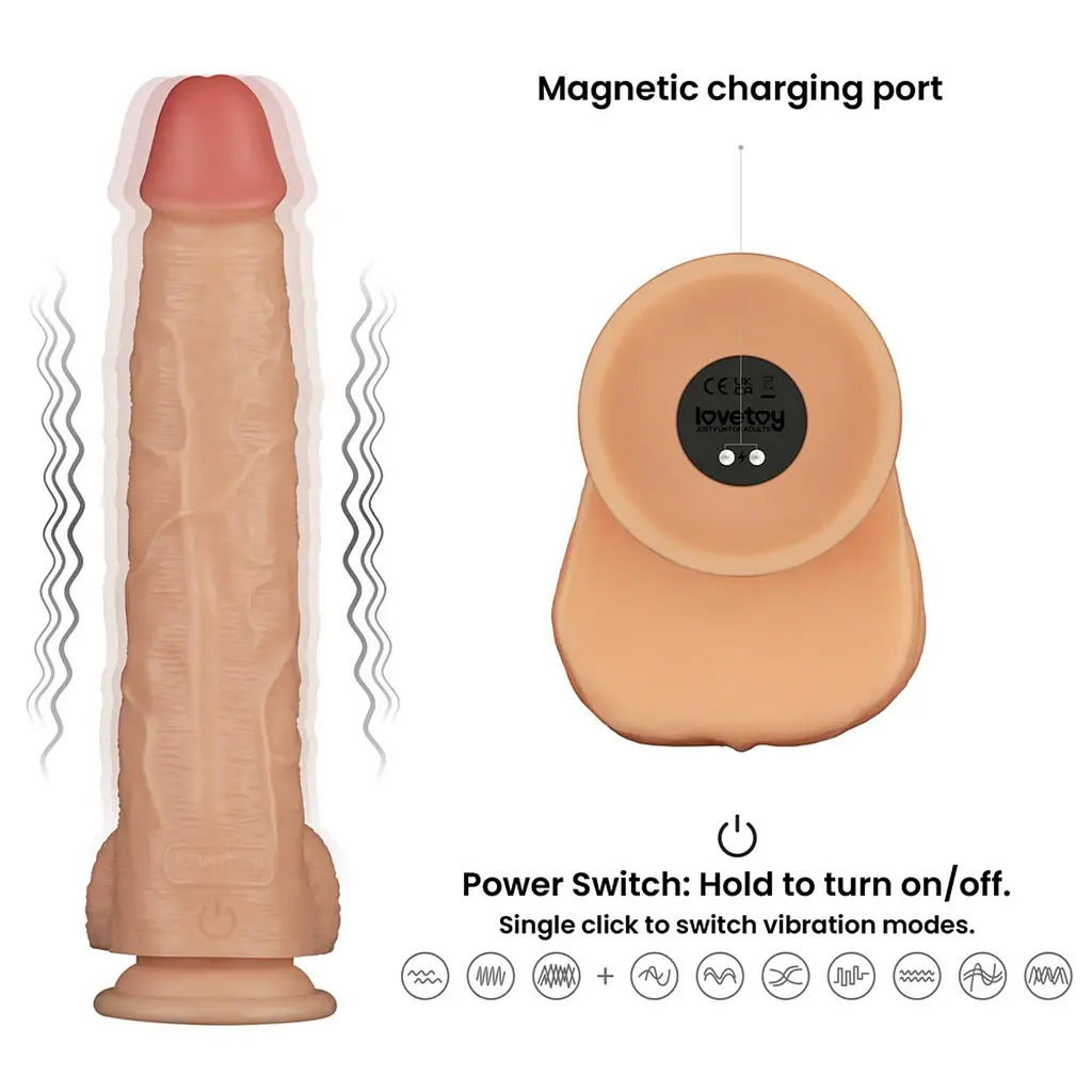 Вибратор Lovetoy Power Basics Cock 11apos;apos; 28.3 см (телесный) - фото 13