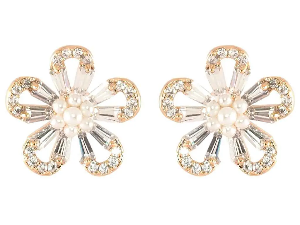 Сережки Xuping Позолота 18K пусети "Кришталеві квіточки" (224531)