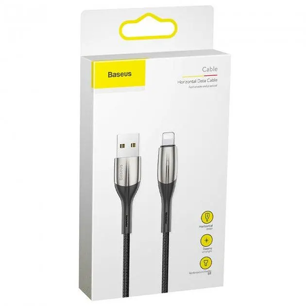 Кабель Baseus Horizontal Data CableUSB Lightning 1.5A 2 м Чорний - фото 2