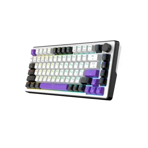 Клавіатура бездротова Hator Hellyberry HK75, White/Violet, Bluetooth / USB 2.4GHz / USB, механічна (перемикачі Hellyberry Linear), формат 75% (82 кнопки), RGB підсвічування з індивідуальним налаштуванням кожної кнопки, UA/EN, акумулятор 4000 mAh - фото 3
