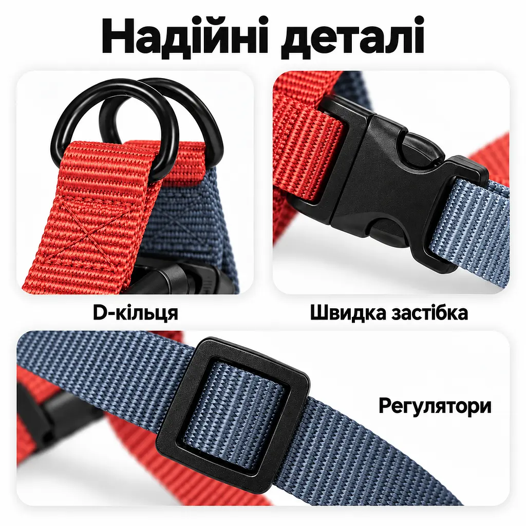 Шлея для собак Nunbell Y-Shape з повідцем, регульована та світловідбивна M, Сірий - фото 4