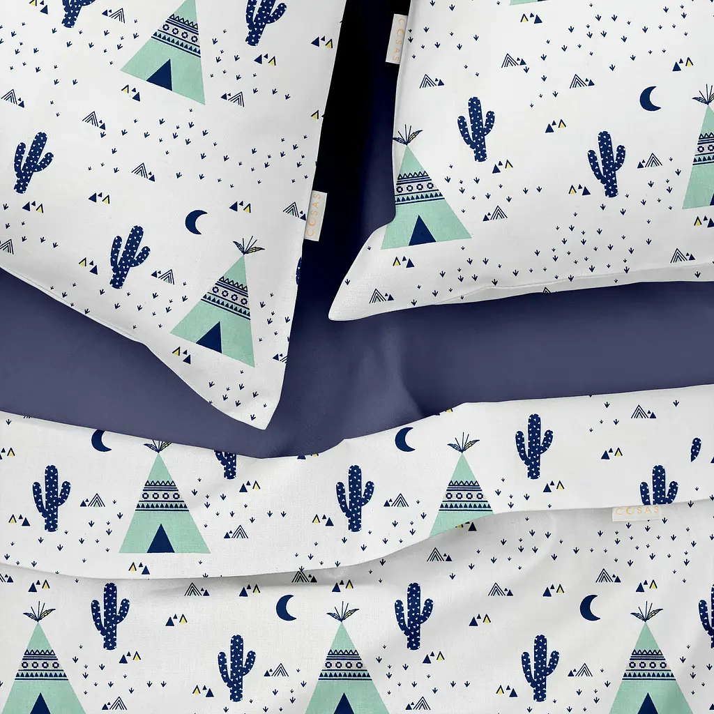 Комплект постельного белья Cosas Cactus CS3 Семейный бирюзовый (WigwamCactus_87DarkBlue_160x2) - фото 3
