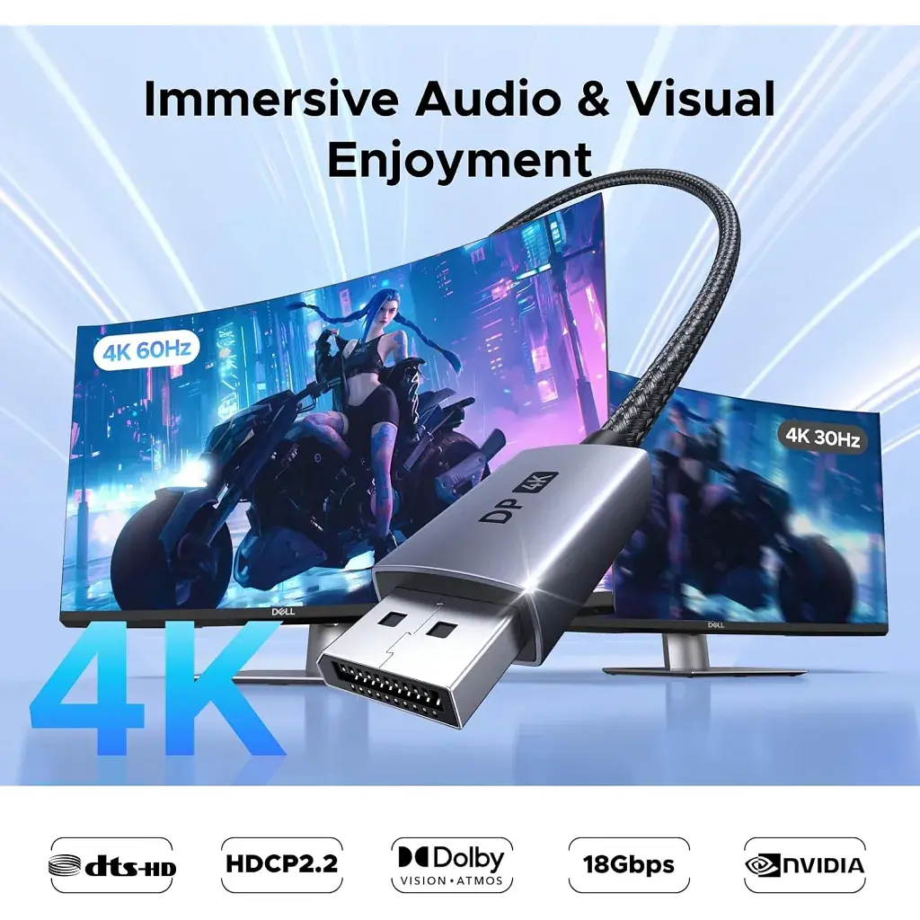 Кабель мультимедійний DisplayPort M to HDMI M 4K60Hz 18Gbps HDR10 3D Ugreen (95418) - фото 4