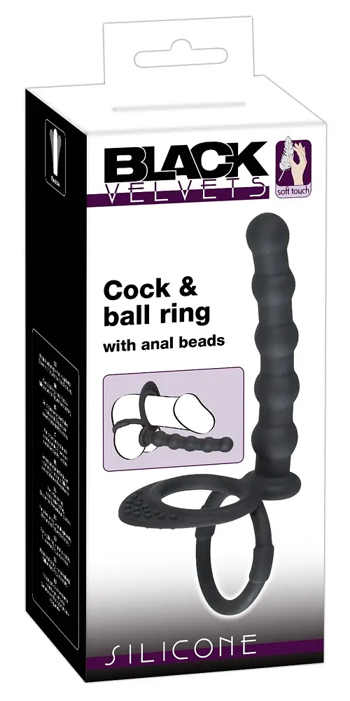 Насадка для підвійного проникнення Black Velvets Cock & Ball ring Black Velvets 42-05335560000 88966 - фото 3