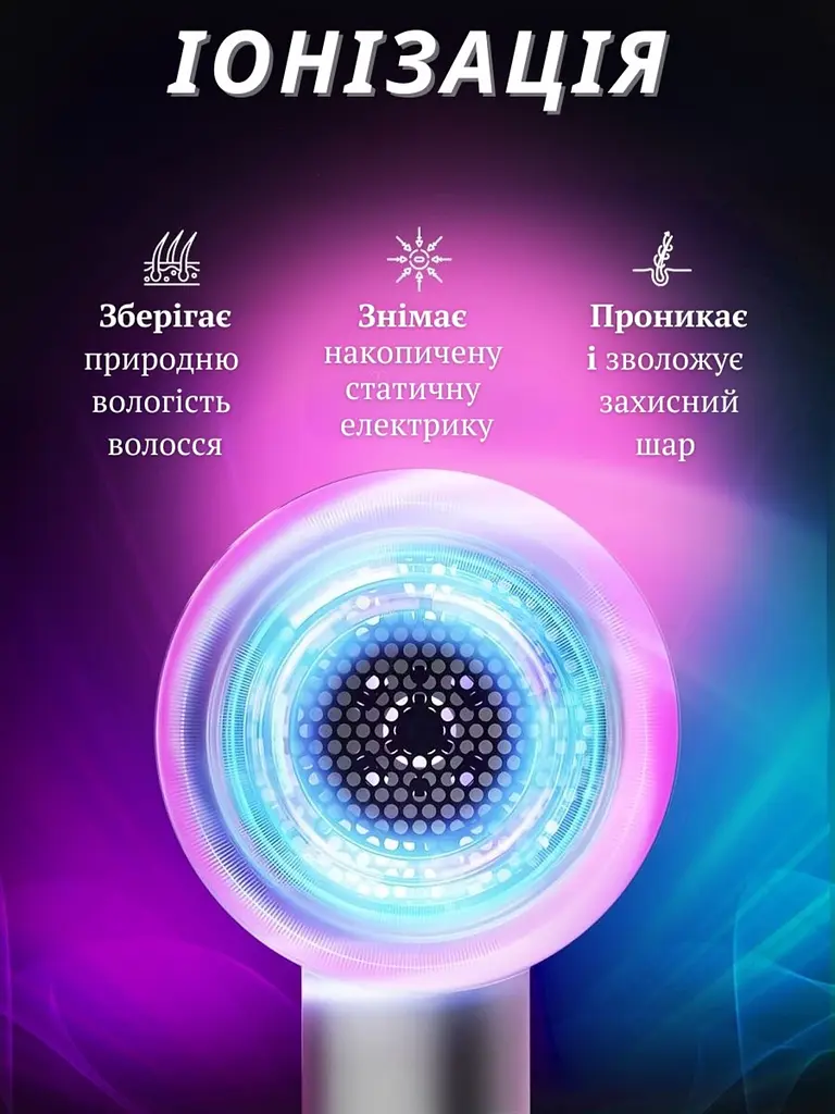 Професійний потужний компактний фен стайлер для волосся з функцією іонізації Powerful HAIR DRYER Чорний з рожевим (4573836223) - фото 4