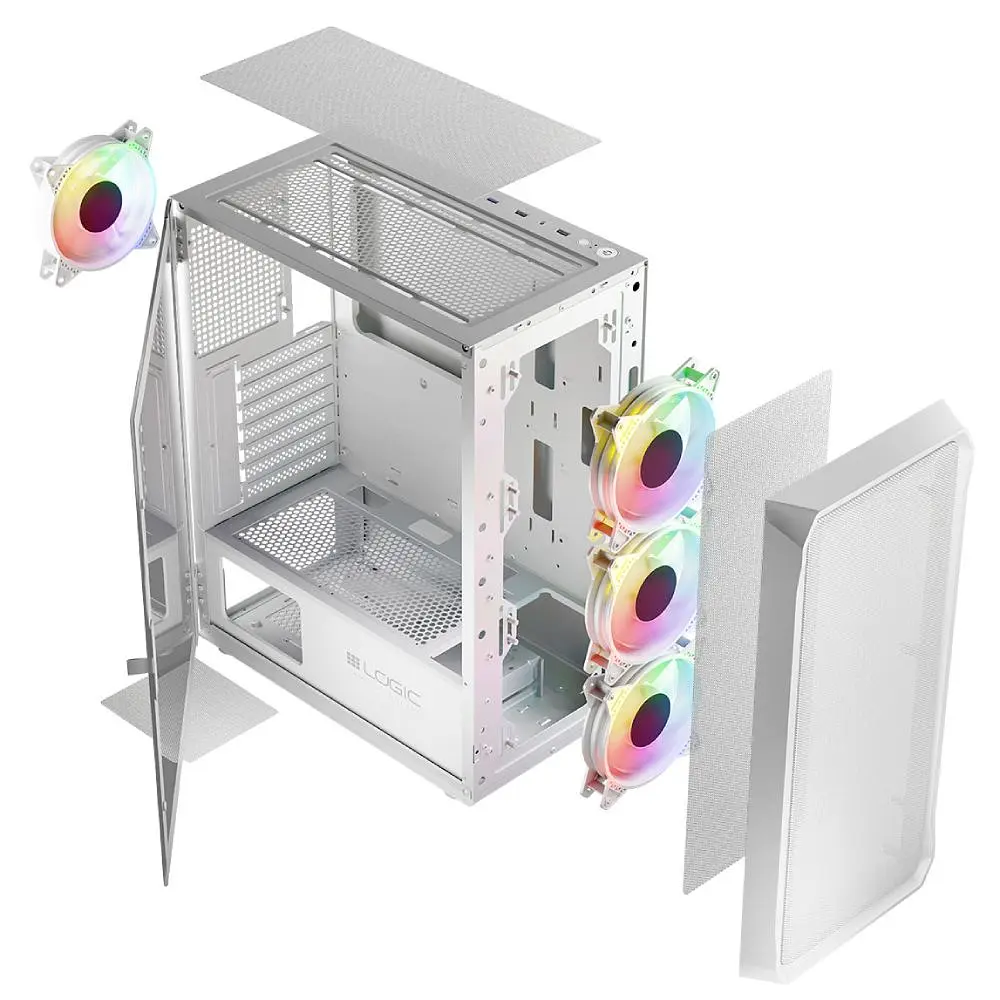 Корпус LogicConcept PORTOS MESH+GLASS ARGB fans 4x120 мм WHITE без БЖ ATX (AT-PORTOS-20-0000000-0002) - фото 4