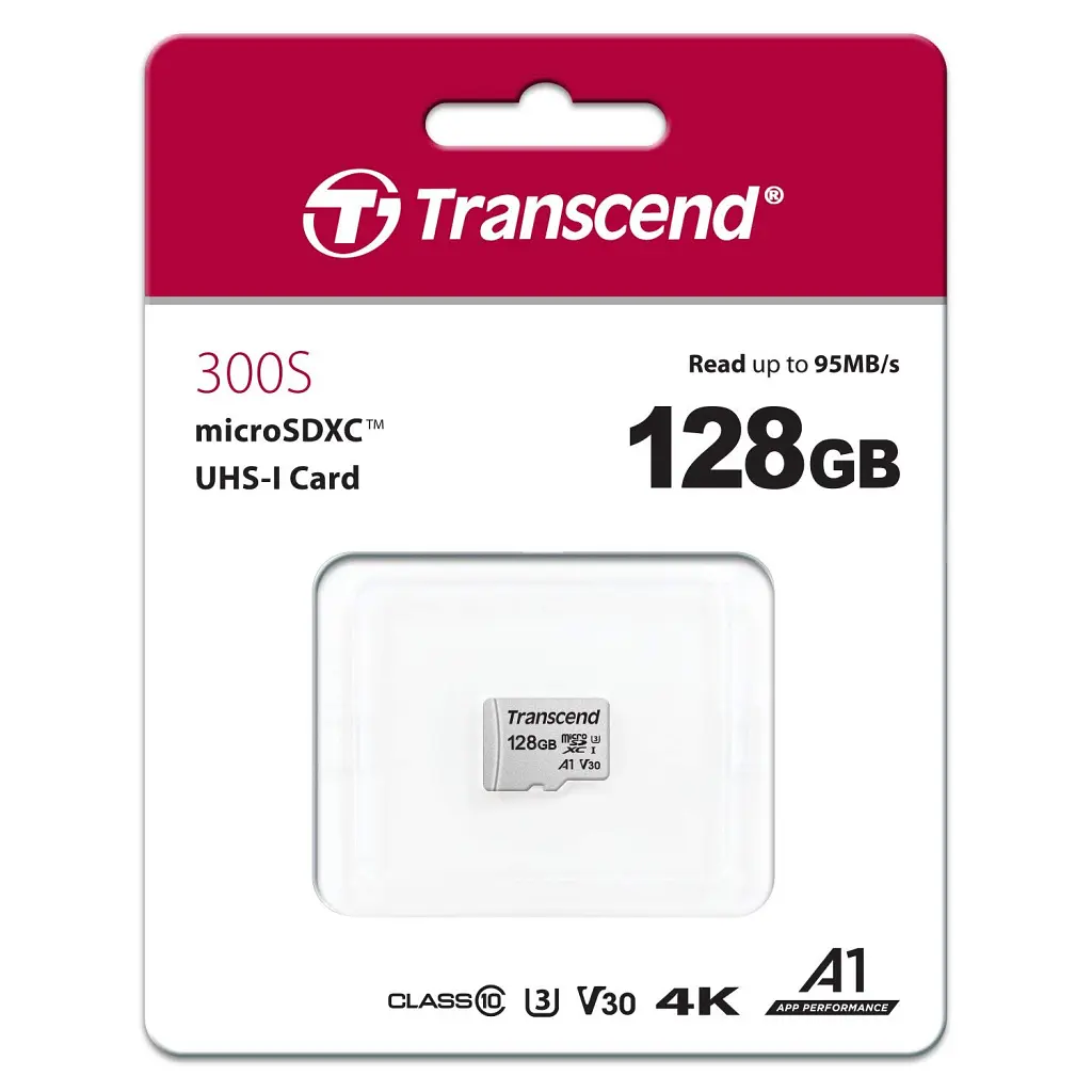 Карта памяти Transcend 128GB microSDXC class 10 UHS-I U3 A1 (TS128GUSD300S) - фото 2