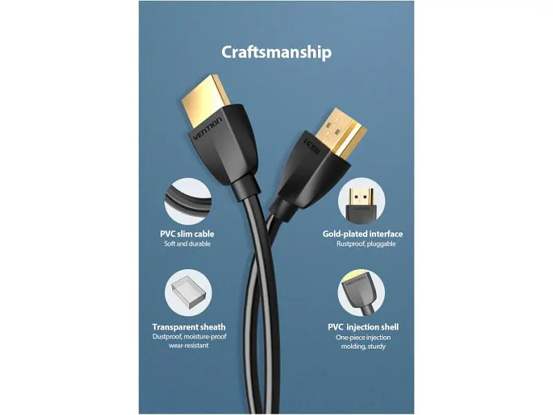 Кабель Vention HDMI to HDMI 1m Black (AAIBF) - фото 3