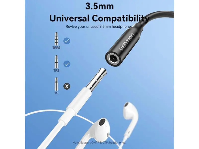 Адаптер USB Type-C Vention USB Type-C to 3.5mm Aluminum Alloy Black (BIIBA) - фото 8