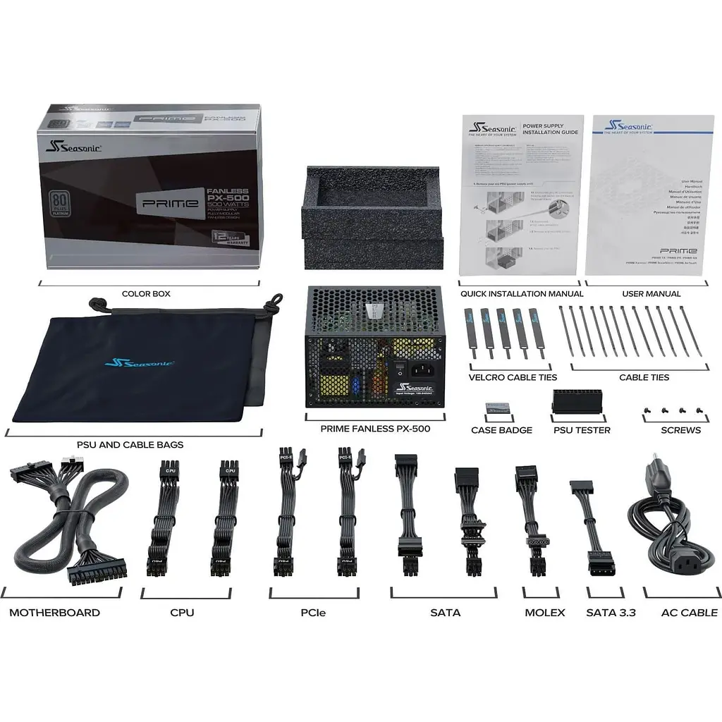 Блок питания Seasonic Prime PX-500W Fanless Platinum (SSR-500PL) (PRIME-PX-500) - фото 7