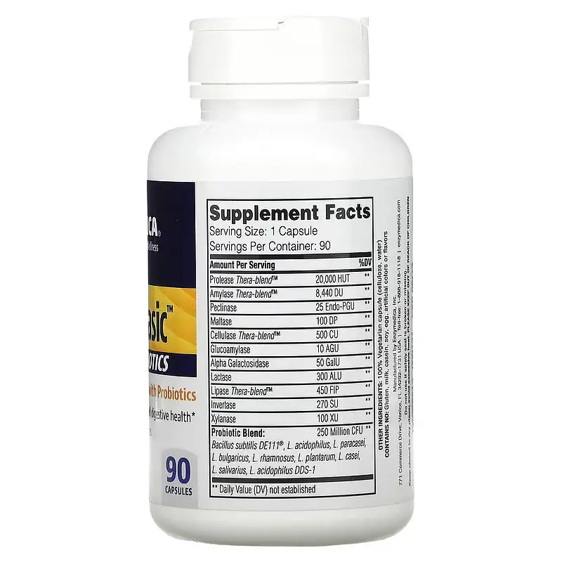 Энзимы Digest Basic + Probiotics 90 капсул Enzymedica vit0006014 - фото 2