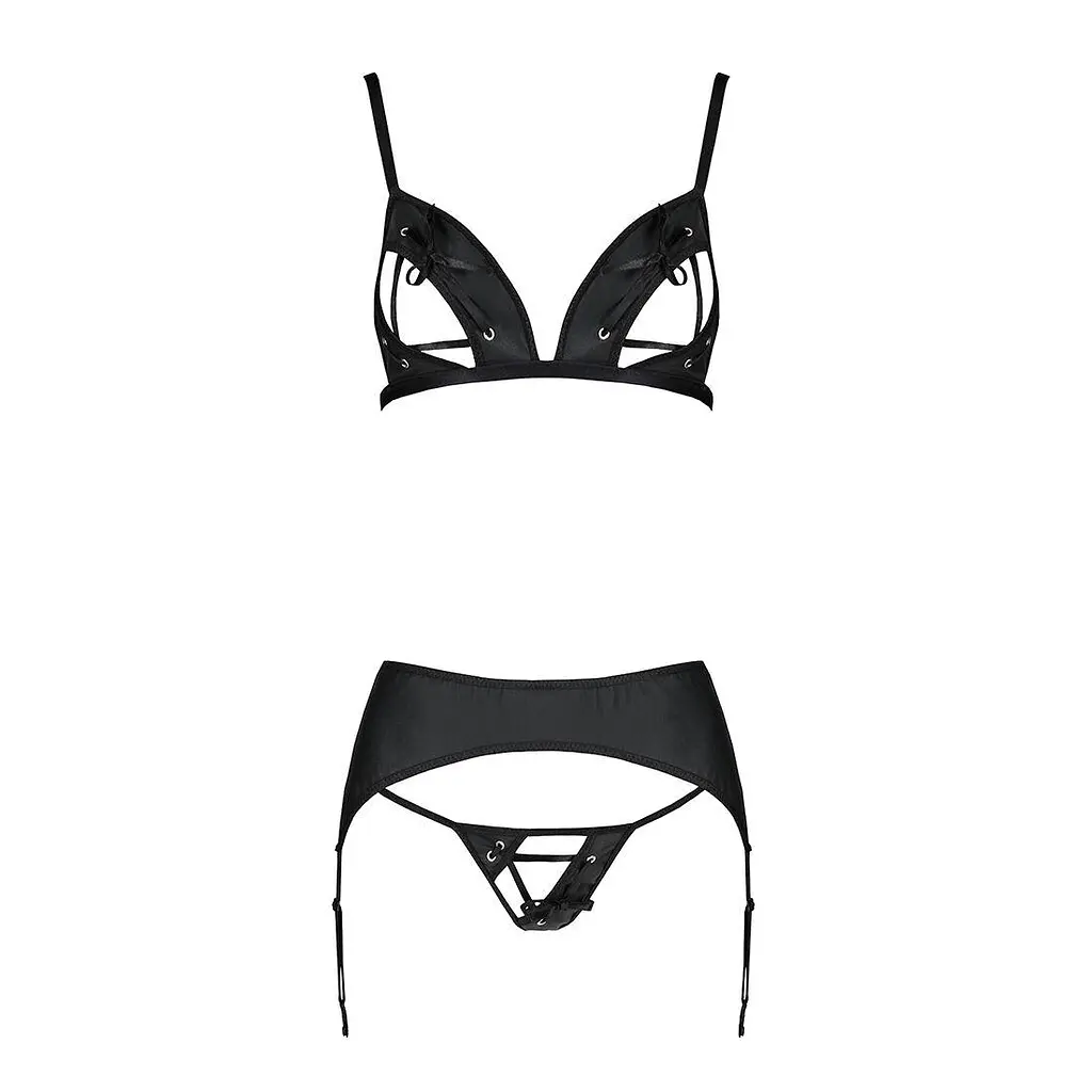 Комплект из эко-кожи Passion Miley Set black: трусики L/XL - фото 3
