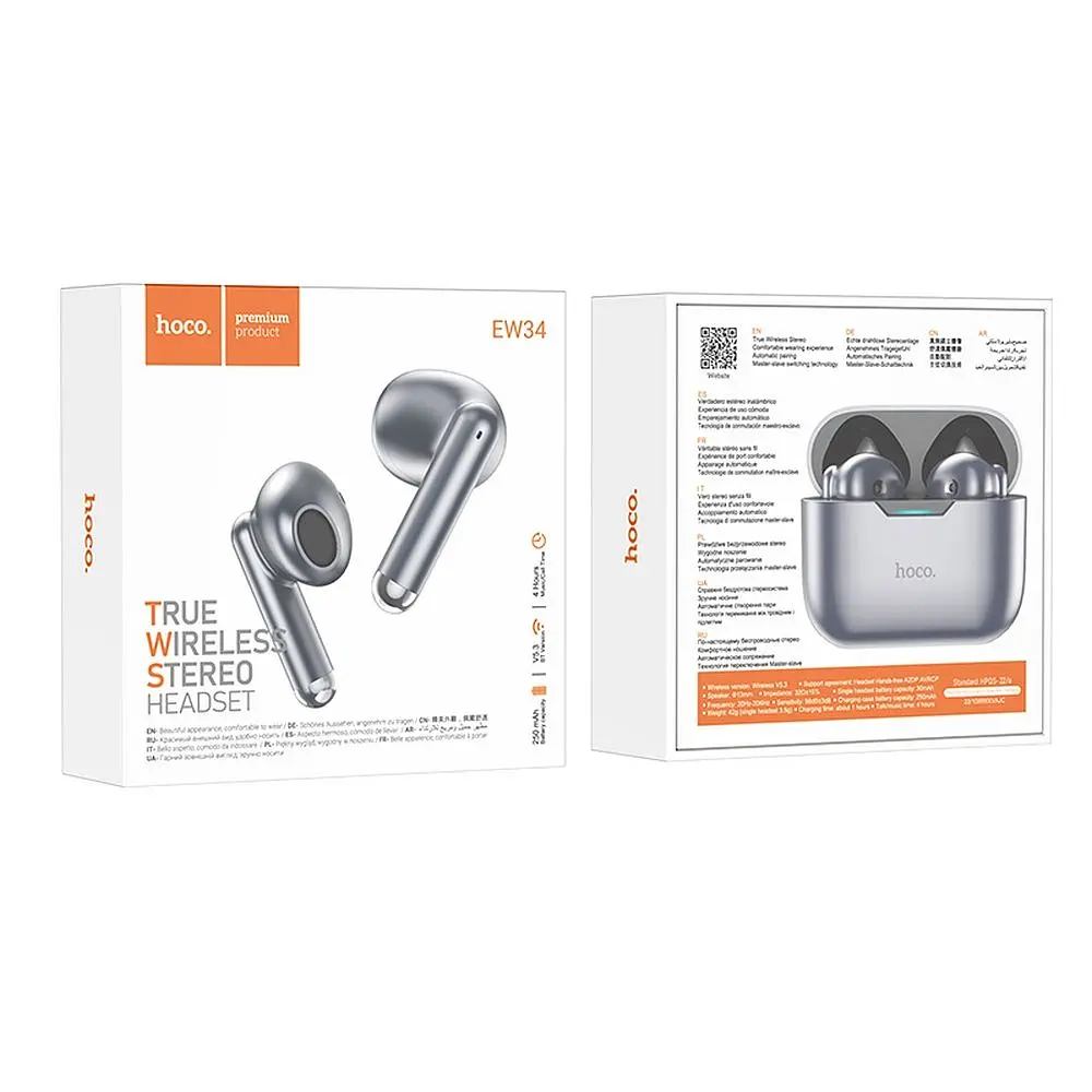 Наушники Hoco EW34 Full true wireless BT headset Grey - фото 4
