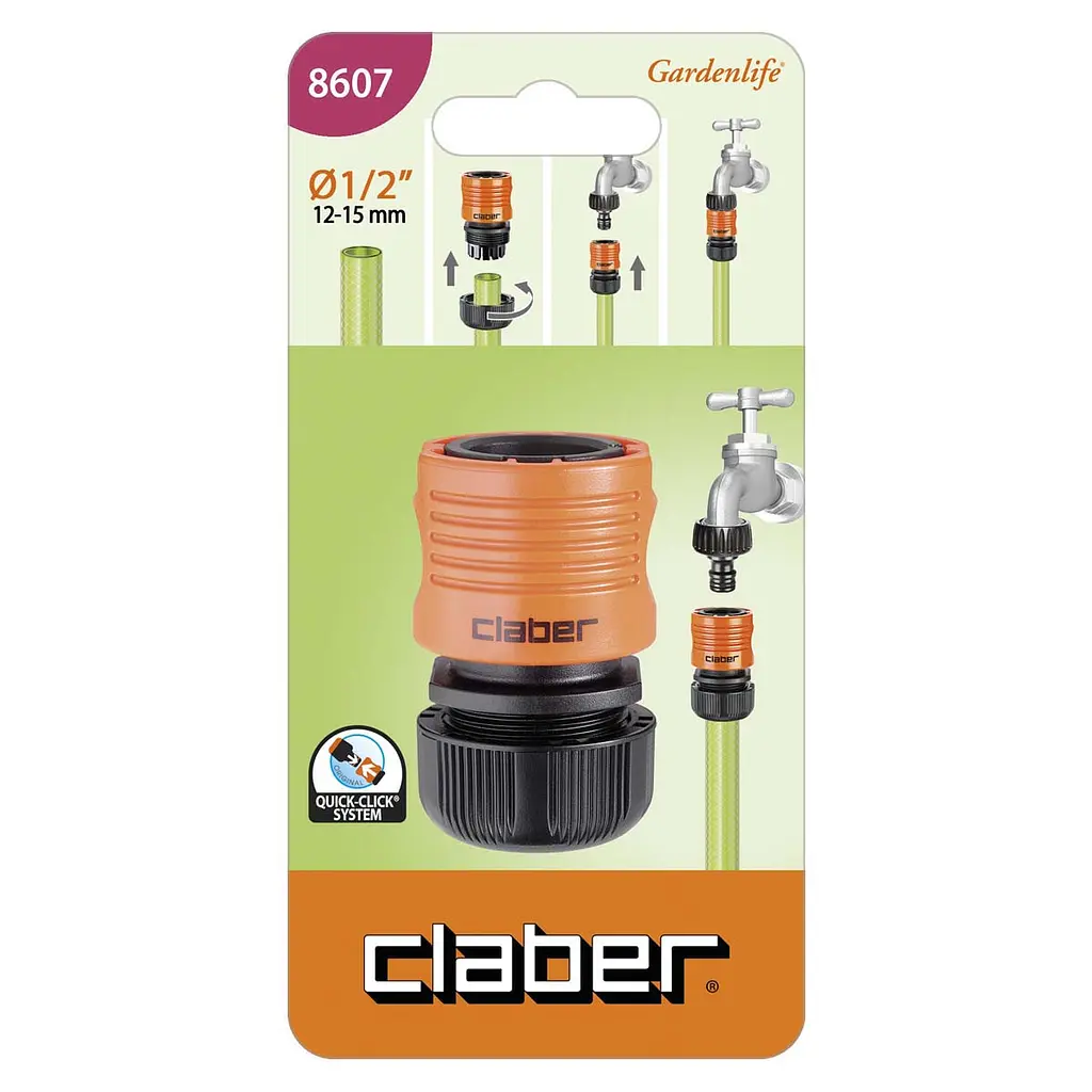 Конектор для поливального шлангу 1/2" з системою "Aquastop" Claber 8607 - фото 2
