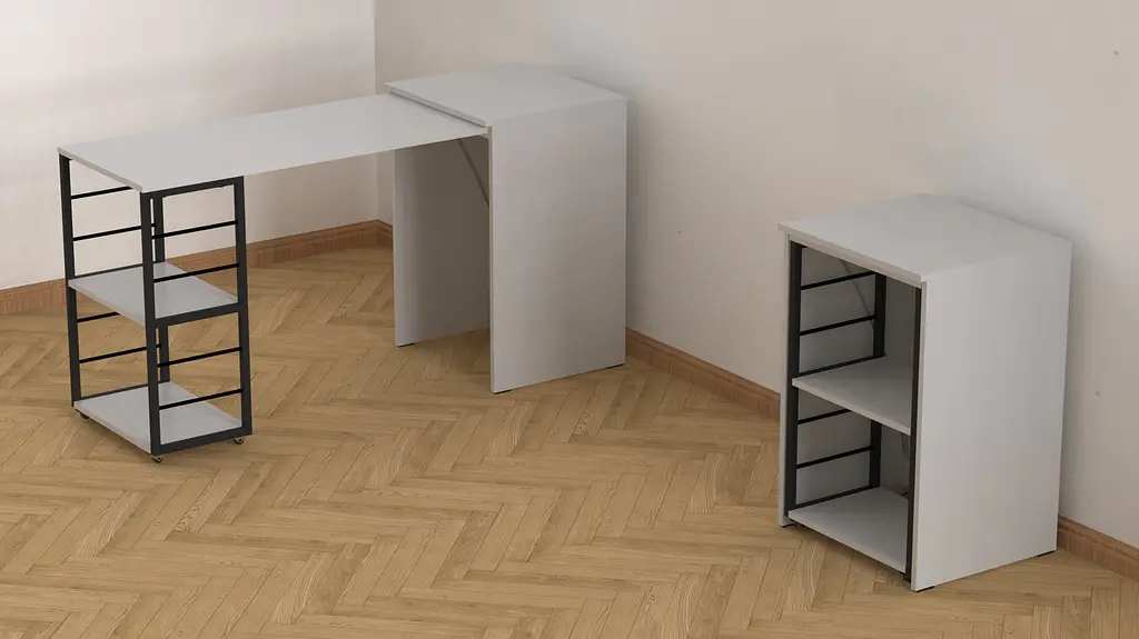 Стол-тумба трансформер Смарт 2/1 Ferrum-decor 750x1450x500 Черный металл ДСП Белое 16 мм (FRD-105095) - фото 10