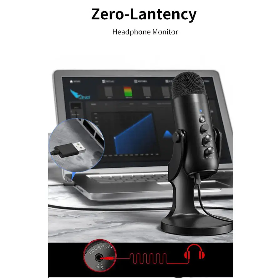 Професійний студійний конденсаторний мікрофон Jmary MCPW8 USB Black - фото 12