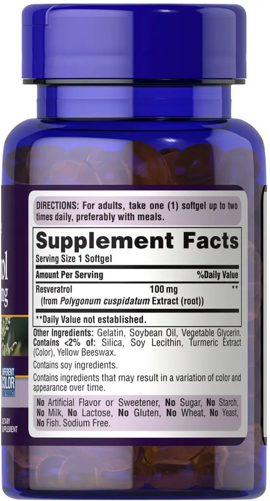 Натуральная добавка Puritan's Pride Resveratrol 100 mg, 60 капсул - фото 2