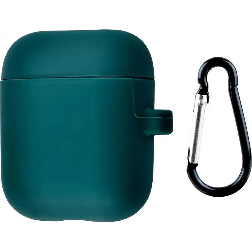 Чохол Silicone Case + Carabine для AirPods Dark Green [136757] - фото 1