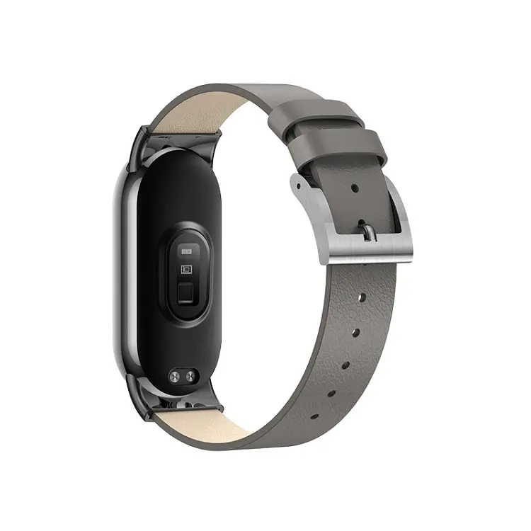Шкіряний ремінець для XiaomiBand 8 Темно-сірий - фото 2