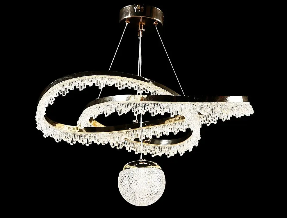 Люстра світлодіодна Splendid Ray L150/2 LED, 2 лампи, регульована висота 40-120 см, золота та біла, сучасний стиль для дому - фото 4