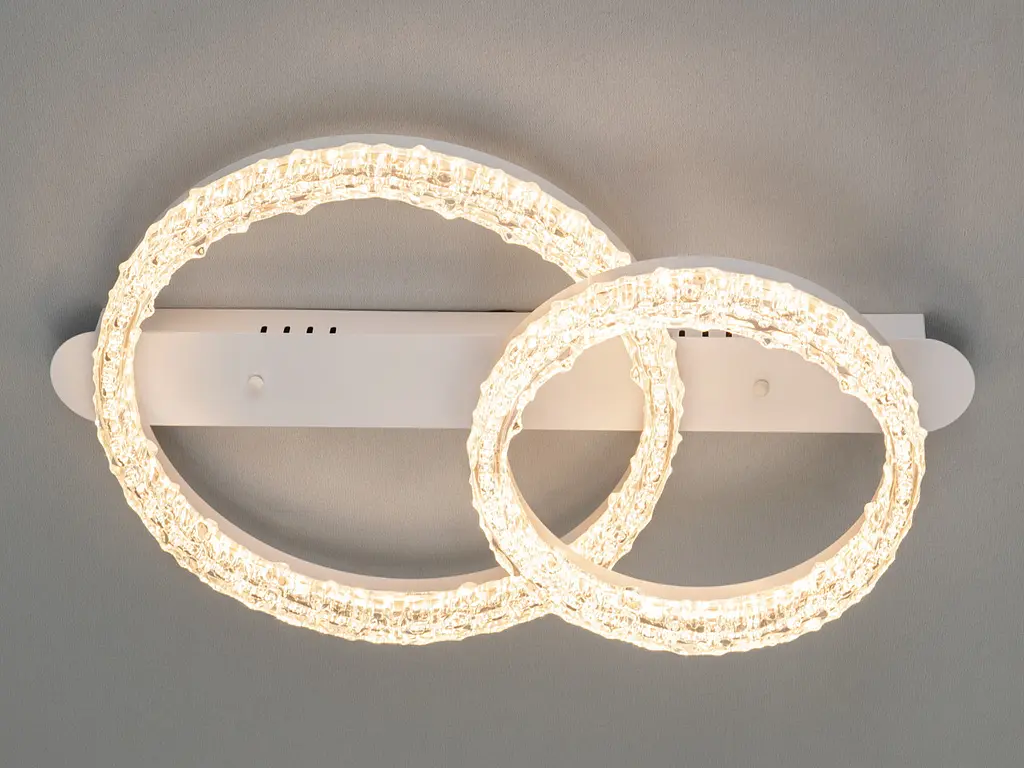 Стельова LED-люстра Diasha MX78203/400+300WH 65W, 2 кільця, 3 кольори світла, 40x66 см, настінний вимикач - фото 2