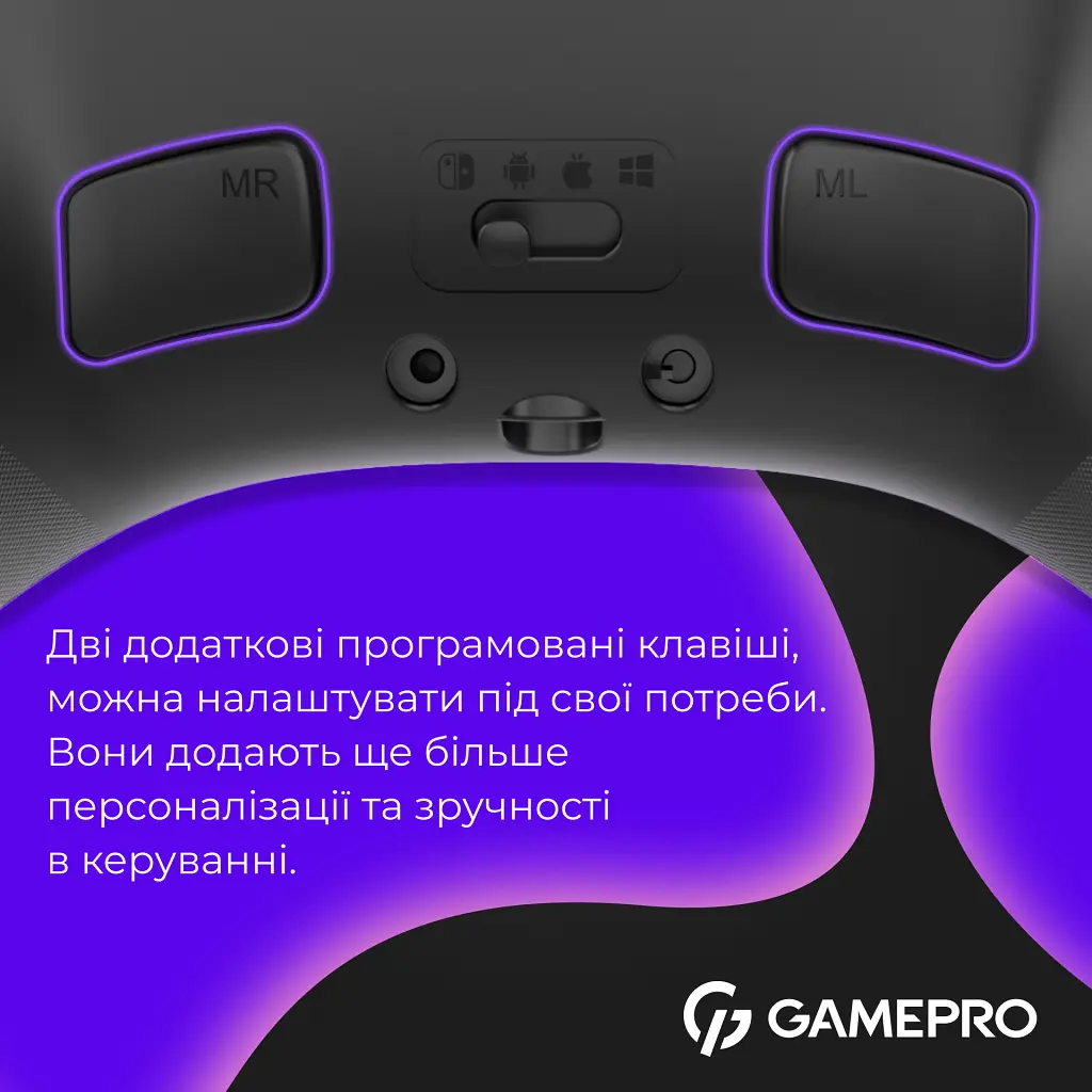 Геймпад GamePro із зарядною станцією BT 5.3/USB/2.4 ГГц (Switch/PC/iOS/Android) RGB Black (GPX13BDOC) - фото 8