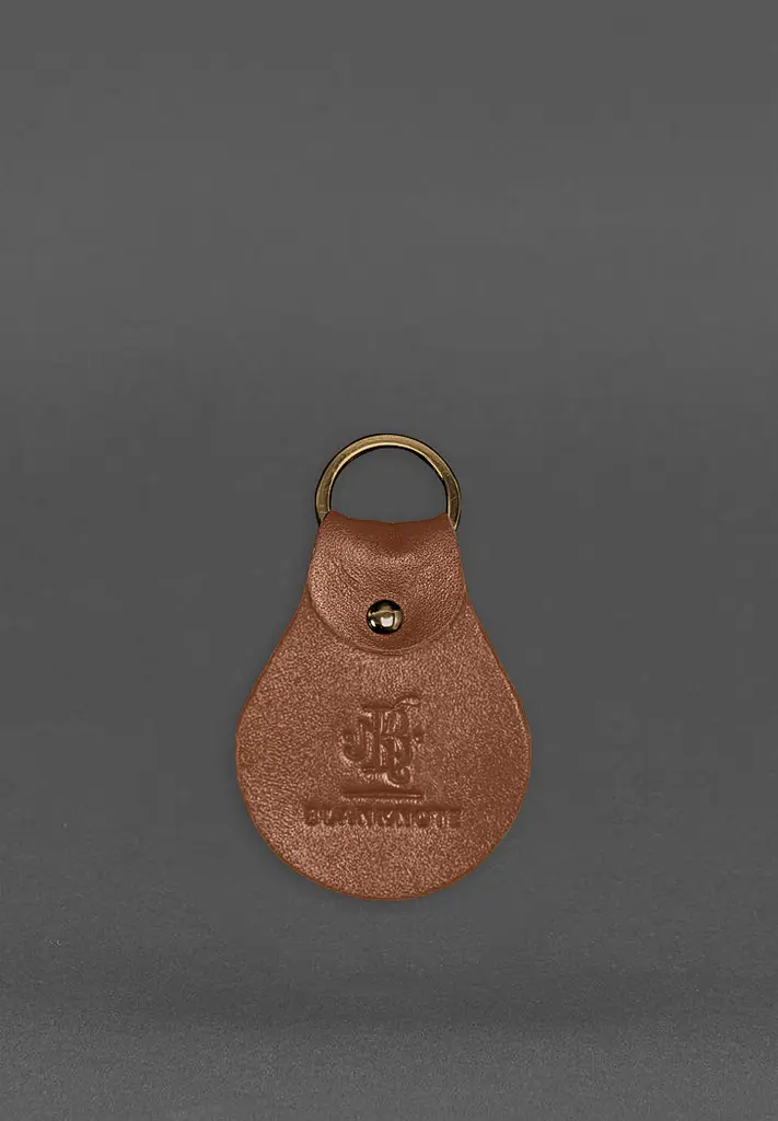 Патриотический кожаный брелок с гербом светло-коричневый. - фото 3