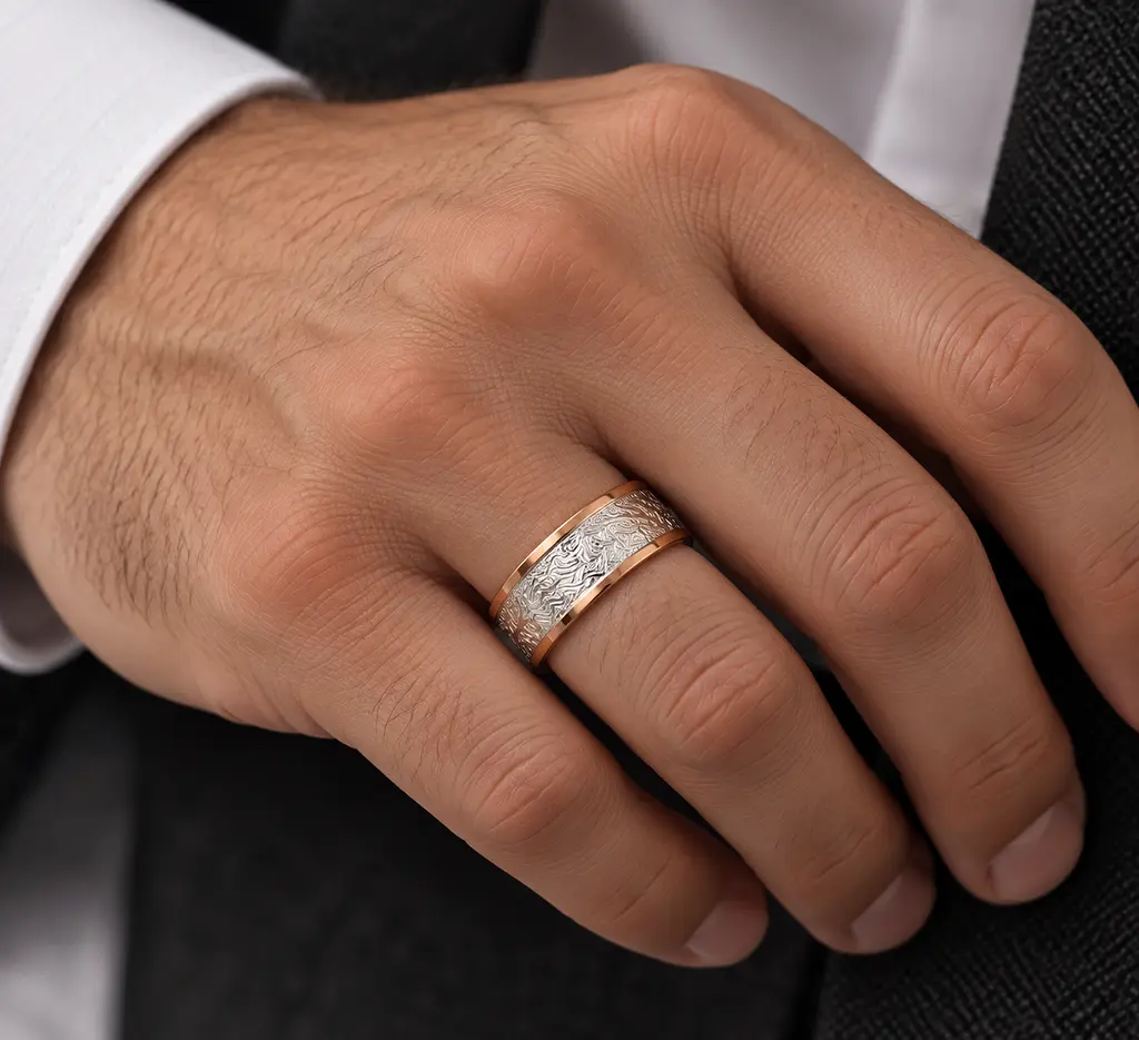 Чоловіча обручка Jewellery Continent з червоного й білого золота 23 (К-0769) - фото 4