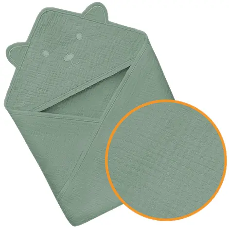 Рушник з капюшоном Lionelo Muslin Hooded Towel Green Forest 80х80 см - фото 3