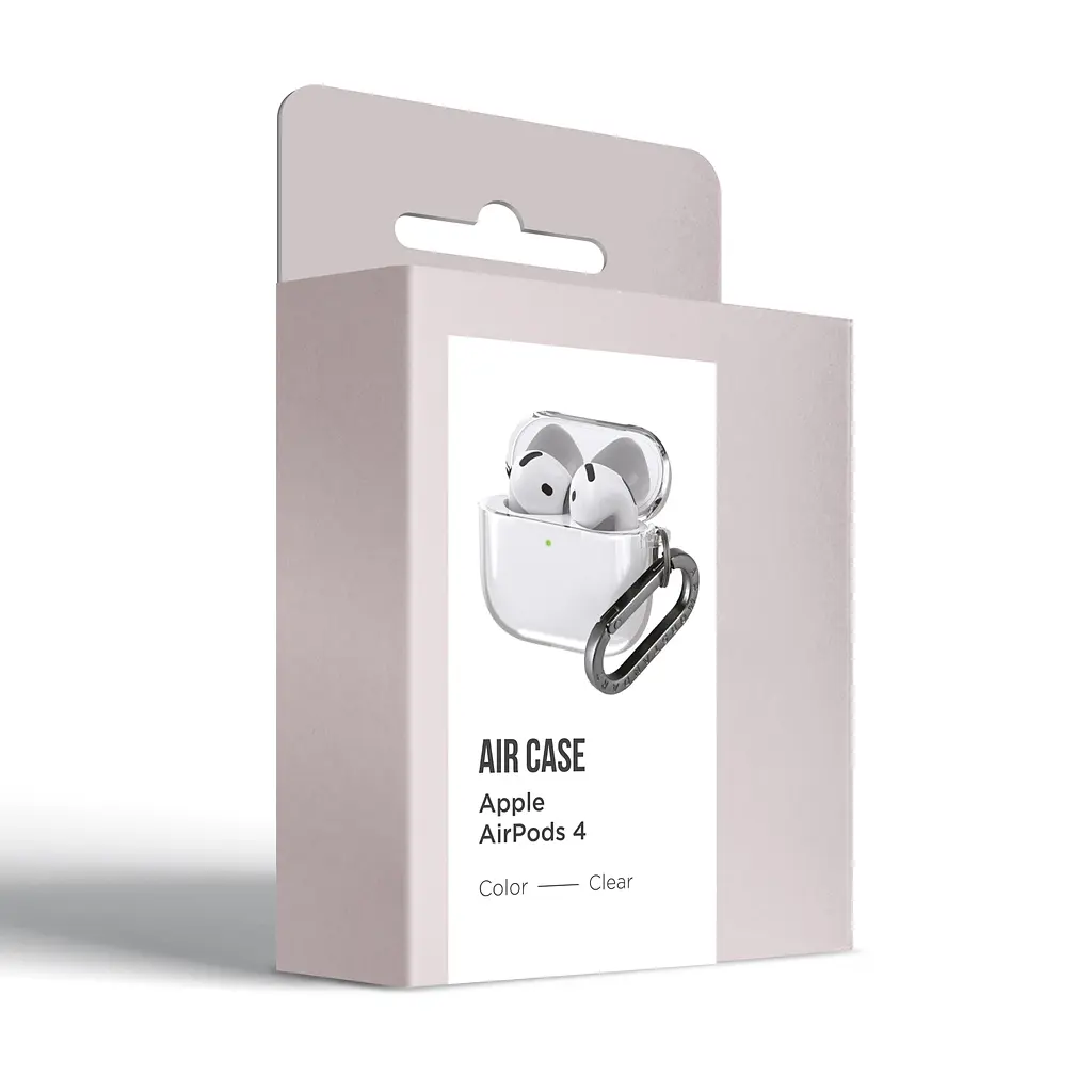Чохол для навушників Apple AirPods 4, прозорий, Air, термополіуретан (TPU), протиударний, захист від подряпин, пилу і ударів, футляр з карабіном для кріплення, точні вирізи для доступу до роз"ємів, ArmorStandart (ARM82557) - фото 3