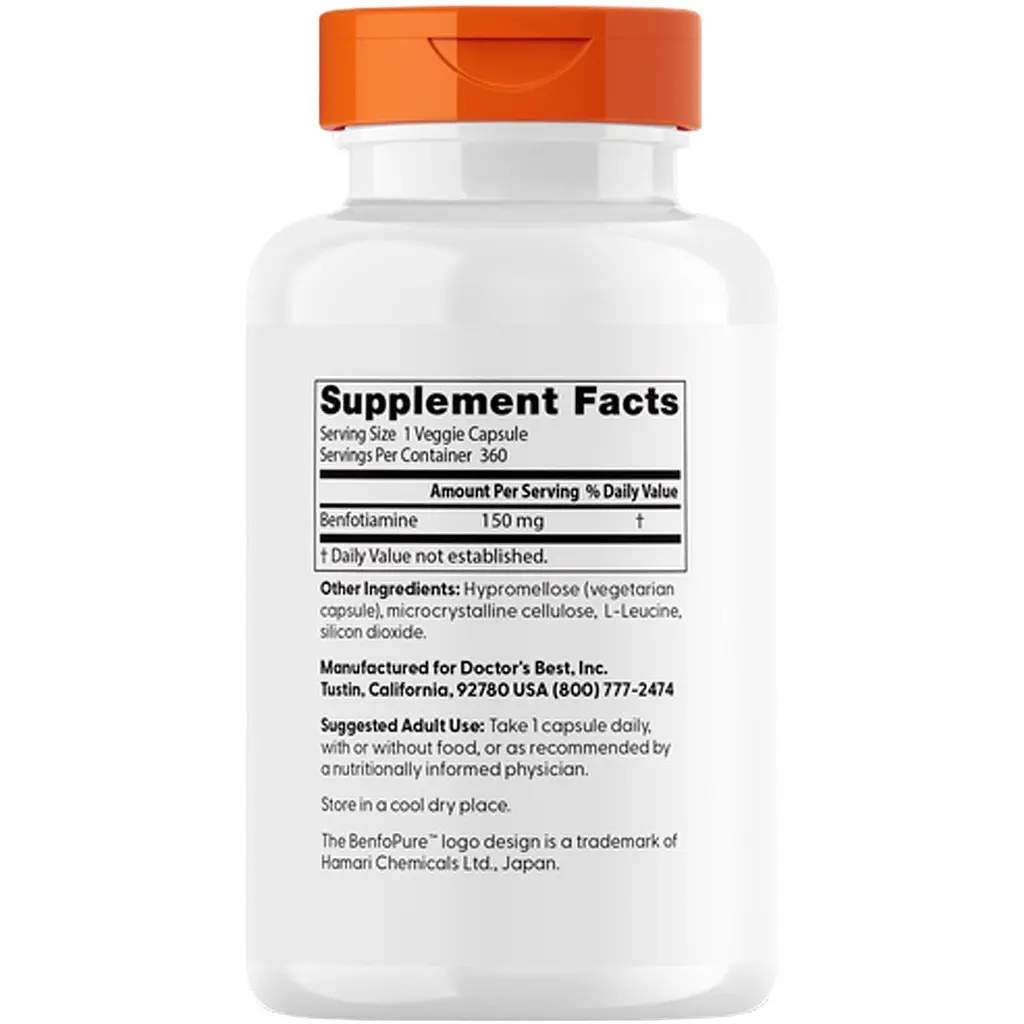 Бенфотіамін Doctor's Best Benfotiamine with BenfoPure 150 мг 360 веганських капсул (DRB-00269) - фото 2