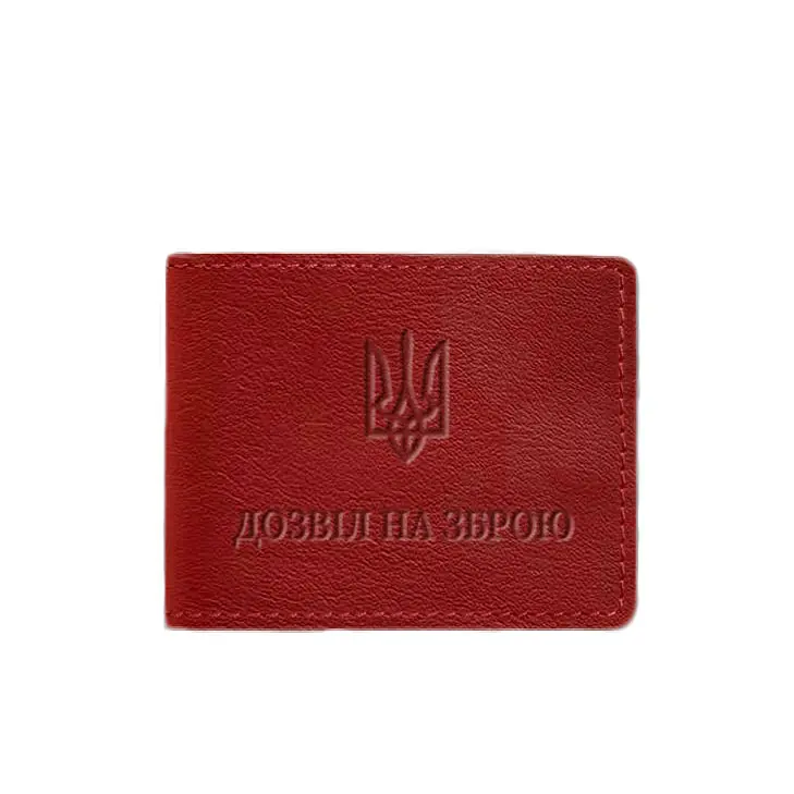 Шкіряна обкладинка для дозволу на зброю червона - фото 6