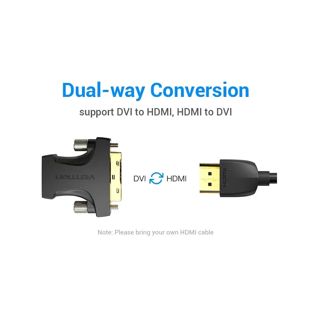 Перехідник HDMI F to DVI M 24+1pin black Vention (AILB0) - фото 2