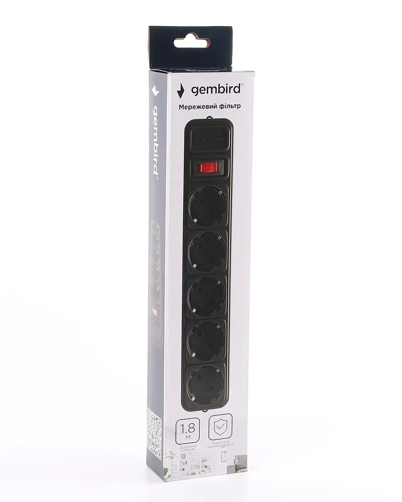 Мережевий фільтр Gembird Power Cube 5 розеток 1,8m Black (SPG5-G-6B) - фото 2