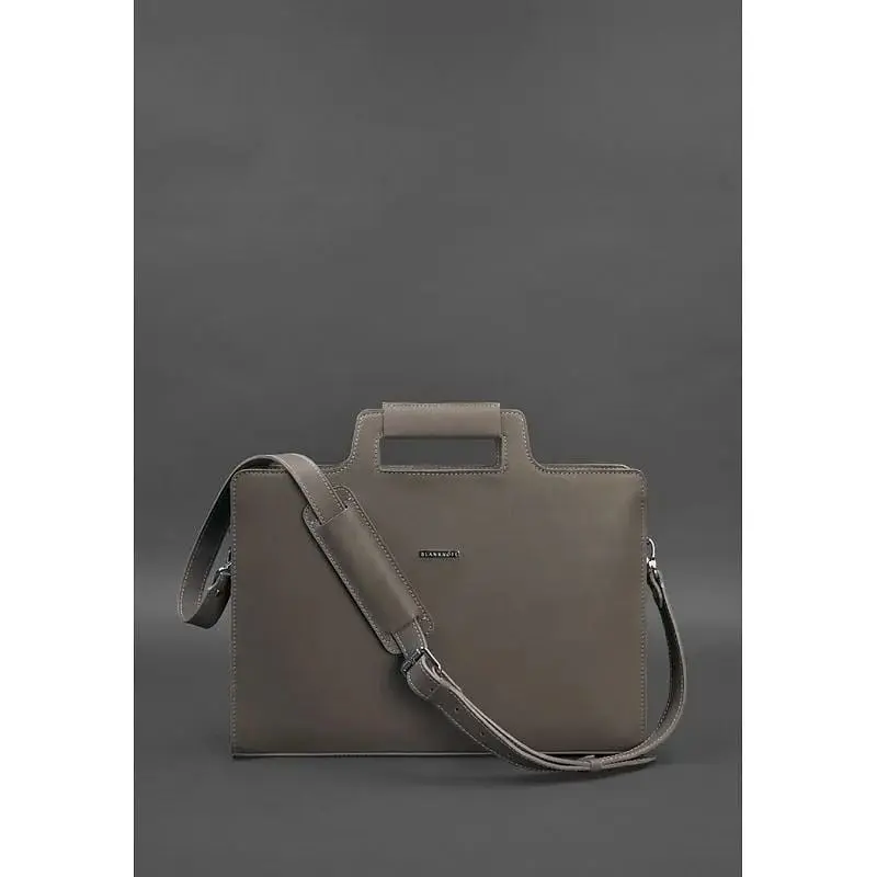 Сумка для ноутбука та документів BlankNote Жіноча шкіряна 15 Brown-Beige (BN-BAG-36-beige) - фото 5