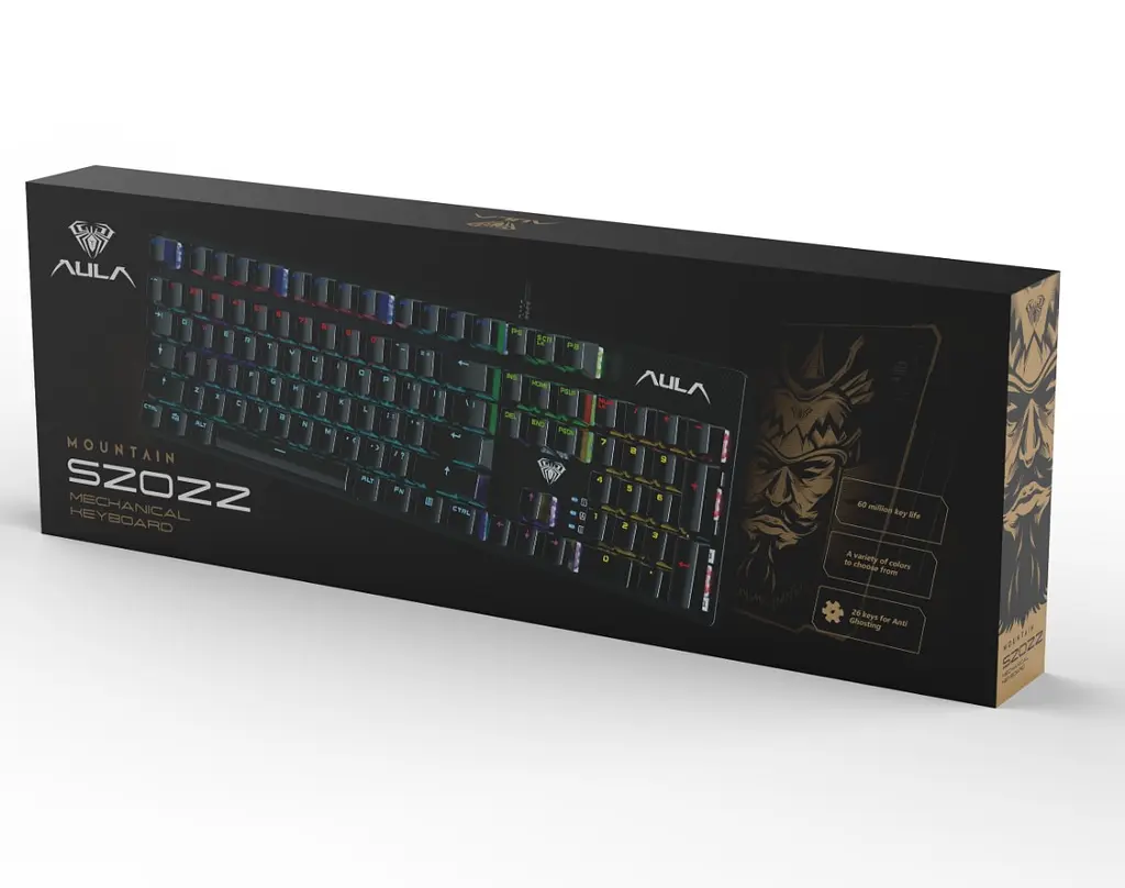 Клавіатура ігрова механічна Aula Mechanical S-2022 Black keycaps KRGD Blue switch - фото 8