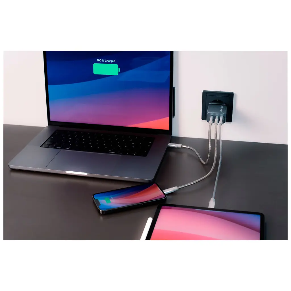 Зарядний пристрій Verbatim GaN 65 Вт, 3 порти (2xUSB-C 65 Вт / USB-A 3.0) (32201) - фото 7