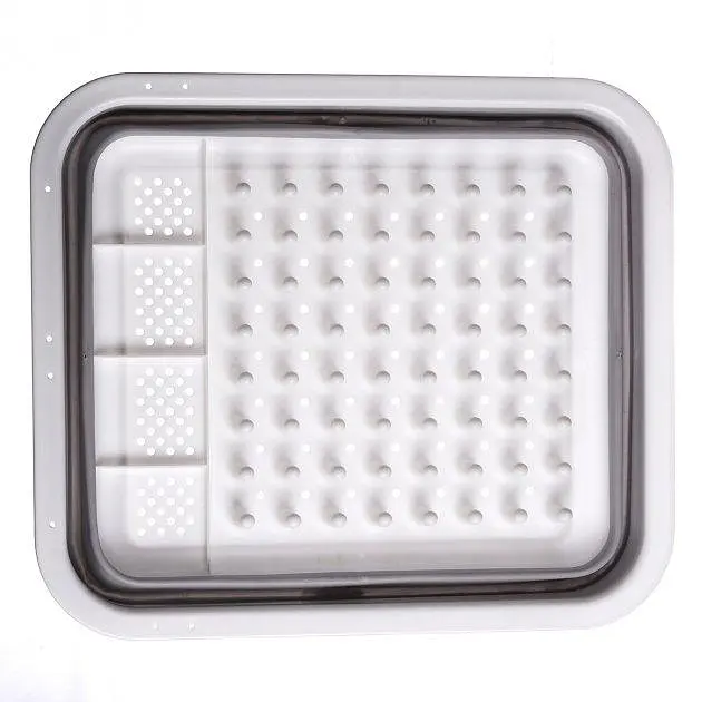 Сушарка для посуду Multi-Function Drain Rack 511 LS Силіконова складана з нековзними ніжками біла - фото 2