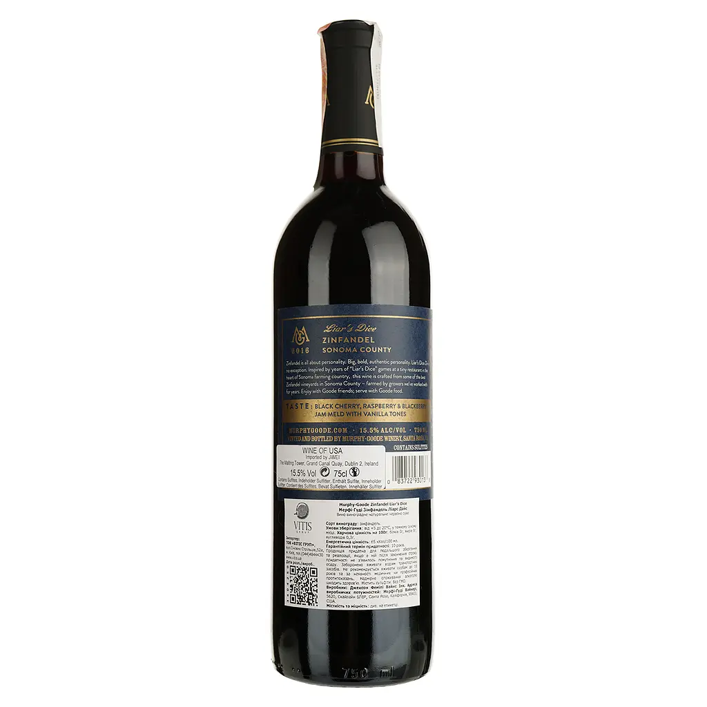 Вино Murphy-Goode Zinfandel Liar's Dice Sonoma, червоне, сухе, 15,5%, 0,75 л - фото 2