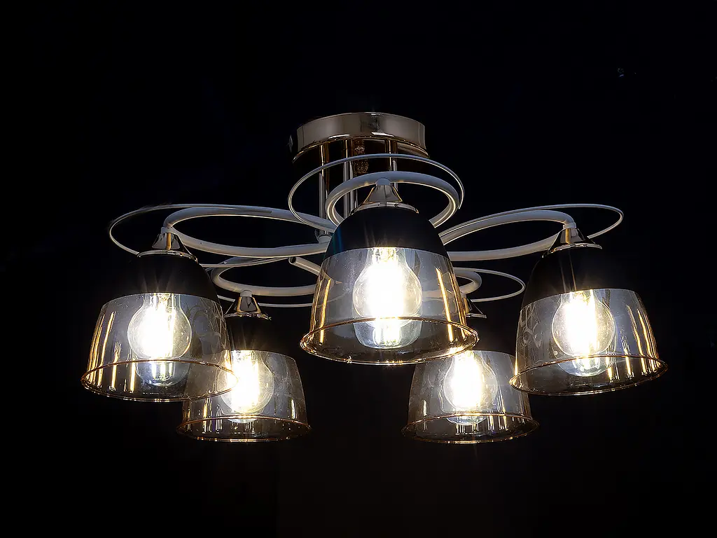 Люстра Brille стельова LK-727S/5 E27 WH+FG - фото 4