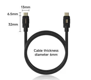 Кабель USB4 Thunderbolt 5 HAGiBiS Type-C 120Gbps 240W Black Soft 1 метр - фото 8