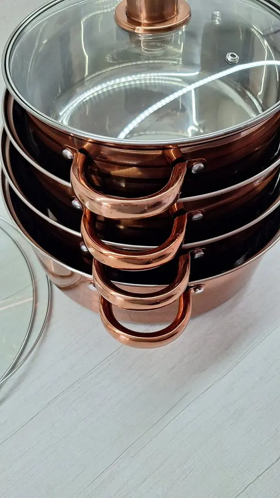 Набор кастрюль с крышками Royalty Line RL-SP7C из нержавеющей стали широкие емкости - фото 7