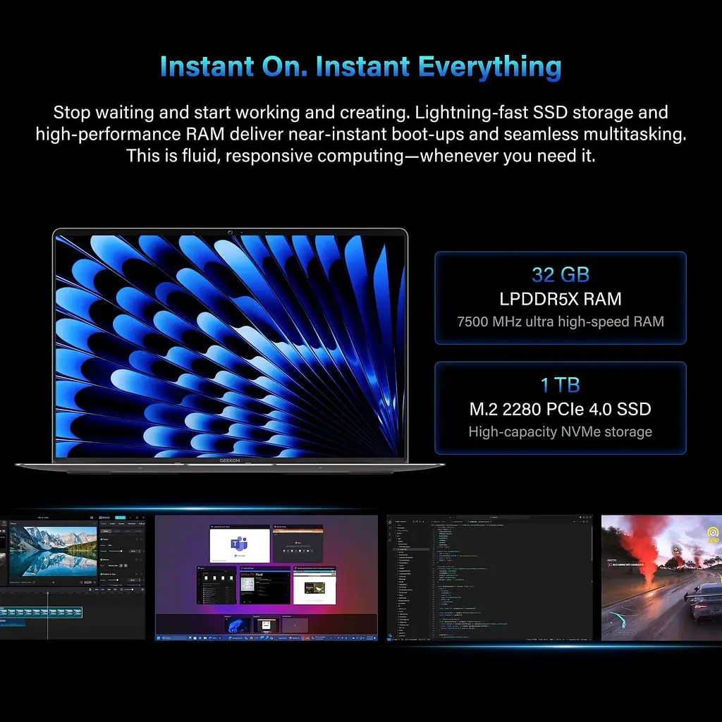 Ноутбук GEEKOM X14 Pro (14 2.8K OLED 120 Hz, Intel U9-185H, 32 GB, 2 TB, UMA, W11P) (GEEKBOONX14CMOU9185H-322-US) - фото 8